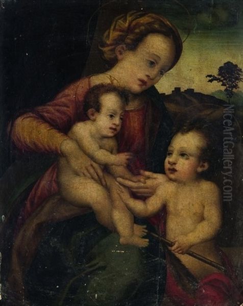 Madonna Con Bambino E San Giovannino Oil Painting by  Franciabigio