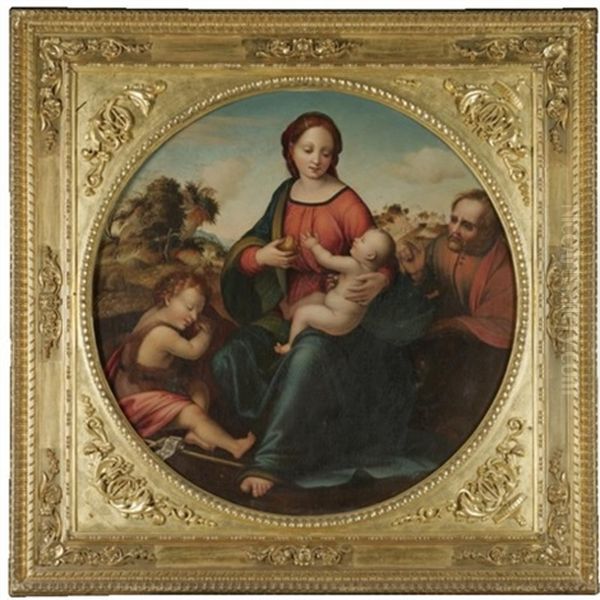 The Madonna And Child With The Infant Saint John The Baptist - The Madonna Del Pozzo Oil Painting by  Franciabigio