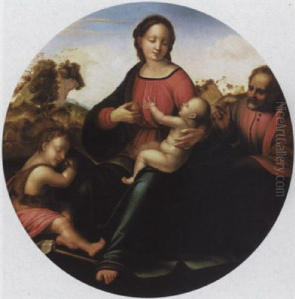 The Holy Family With The Infant Saint John The Baptist Oil Painting by  Franciabigio