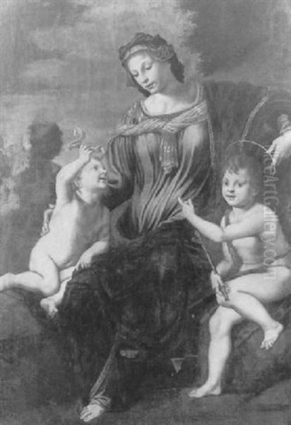 La Vierge Et L'enfant Et Saint Jean Baptiste Oil Painting by  Franciabigio