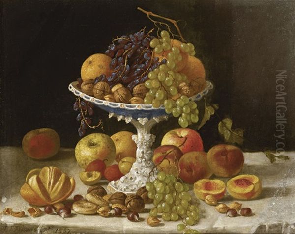 Still Life With White Compote Oil Painting by John F. Francis