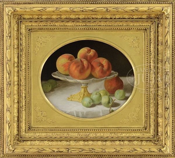 Still-life With Peaches And Green Plums Oil Painting by John F. Francis