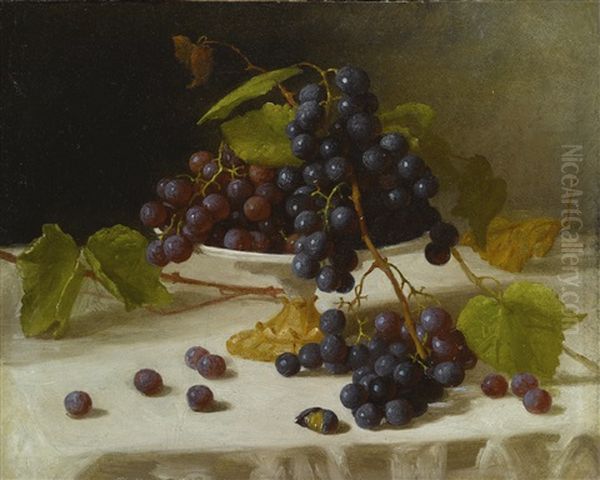 Still Life With Grapes In A Footed Bowl Oil Painting by John F. Francis