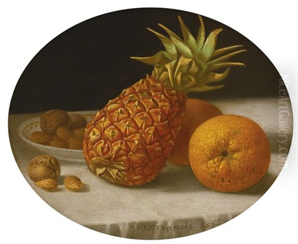 Still Life With Pineapple, Oranges And Nuts Oil Painting by John F. Francis