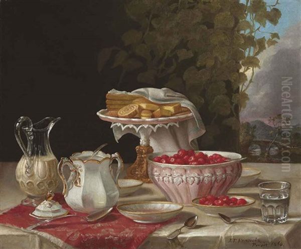 Strawberries And Cakes Oil Painting by John F. Francis