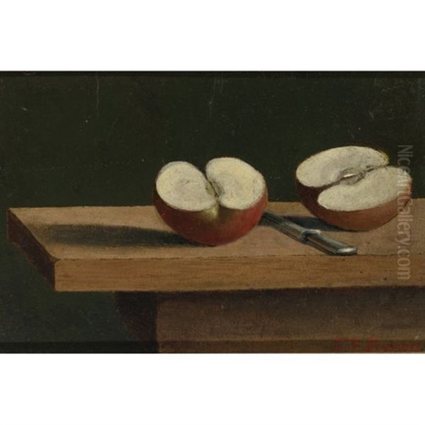 Knife And Apples Oil Painting by John F. Francis