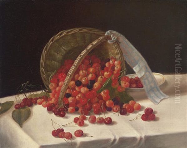 Basket Of Cherries Oil Painting by John F. Francis