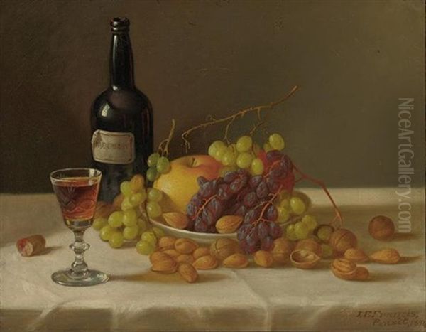 Still Life: Fruit And Wine Glass Oil Painting by John F. Francis