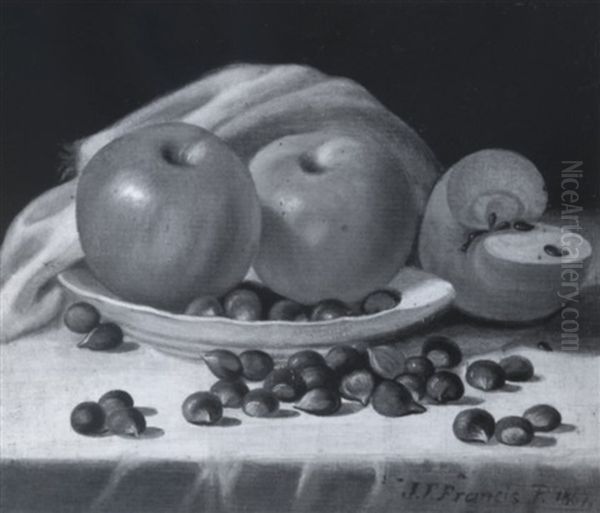 Still Life Of Apples And Chestnuts Oil Painting by John F. Francis