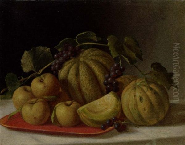 Melons And Yellow Apples Oil Painting by John F. Francis