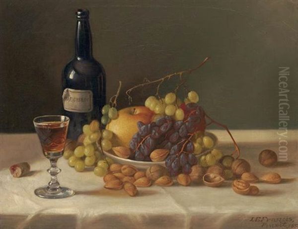 Still Life: Fruit And Wine Glass Oil Painting by John F. Francis