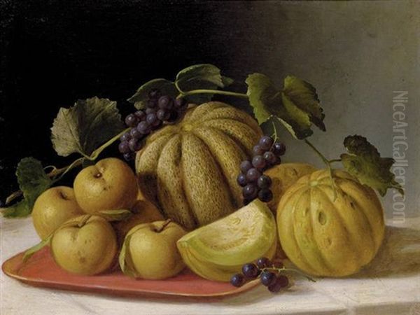 Melons And Yellow Apples Oil Painting by John F. Francis