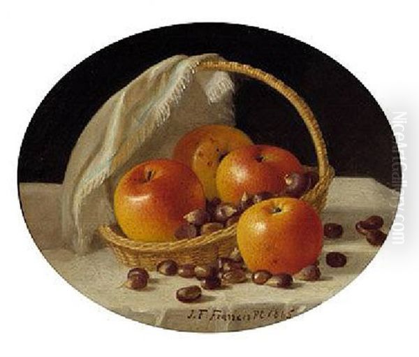 Still Life With Nuts And Apples In A Basket Oil Painting by John F. Francis