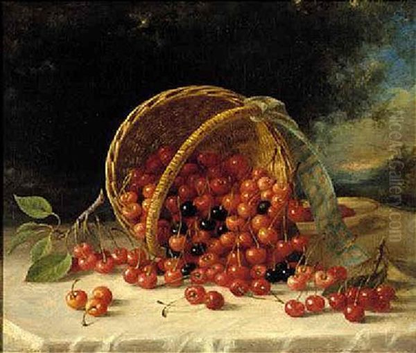 Still Life With Cherries In A Basket Oil Painting by John F. Francis