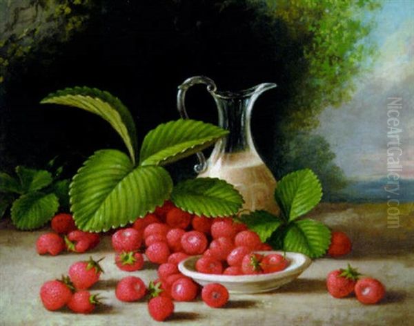 Strawberries And Cream Oil Painting by John F. Francis