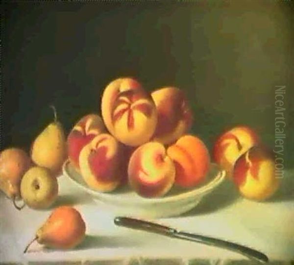 Still Life With Peaches And Pears Oil Painting by John F. Francis