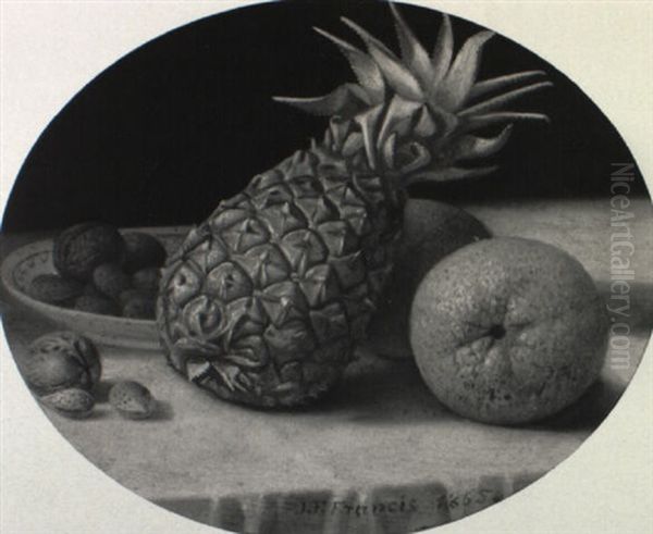 Still Life With Pineapple, Oranges And Nuts Oil Painting by John F. Francis