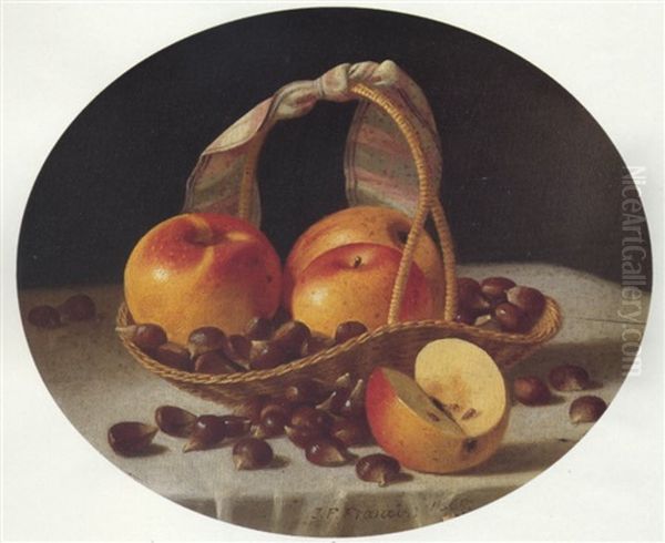 Still Life With Basket Of Apples And Nuts Oil Painting by John F. Francis