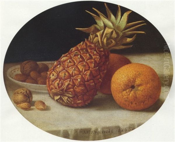 Still Life With Pineapple, Oranges And Nuts Oil Painting by John F. Francis