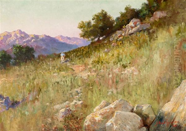 Hills In Sunset Oil Painting by John Bond Francisco