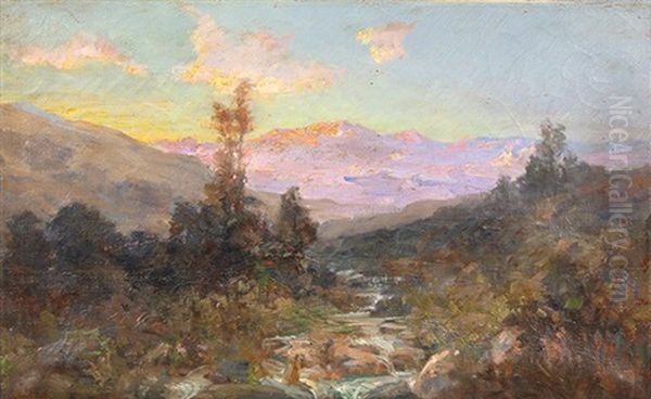 California Purple Mountain Vista Oil Painting by John Bond Francisco