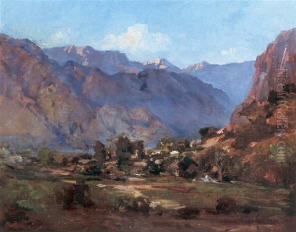 A Colorful Mountain Landscape Oil Painting by John Bond Francisco