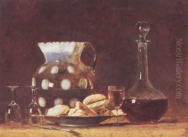 Still Life With Wine Flask Oil Painting by John Bond Francisco