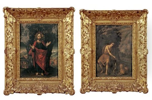 Saint Jean Baptiste (+ Le Christ, Smlr; Pair) Oil Painting by Gabriel Franck