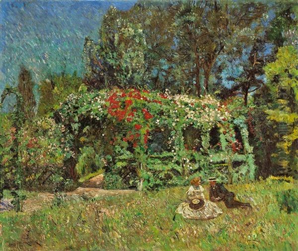 Wannseegarten Mit Lagerndem Paar Oil Painting by Philipp Franck