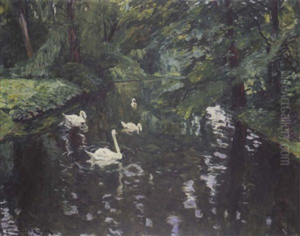 Sommer Am Hasengraben (potsdam) Oil Painting by Philipp Franck