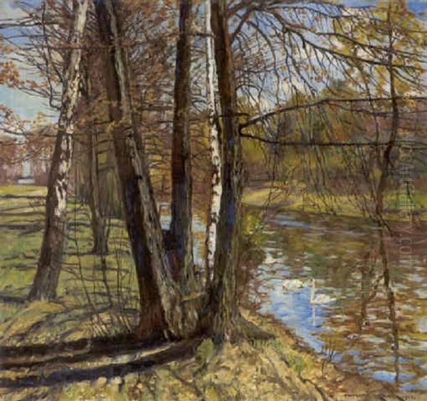 Wiese Mit Birken (neuer Garten, Potsdam) Oil Painting by Philipp Franck