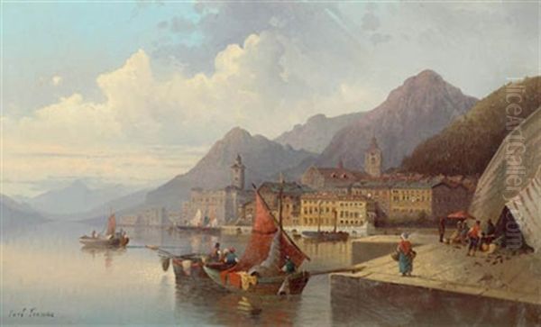 Torbole Am Gardasee Oil Painting by Carl Ludwig Francke