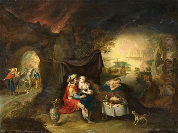 Lot And His Daughters Oil Painting by Frans Francken III