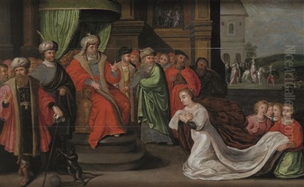 La Rencontre De Salomon Et De La Reine De Saba Oil Painting by Frans Francken III