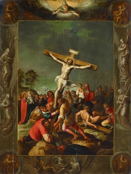 Kreuzaufrichtung Oil Painting by Frans Francken III