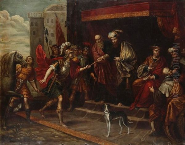 Moise Envoie Josue Combattre Les Amalecites Oil Painting by Frans Francken III