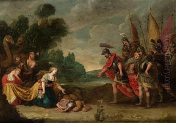 Abigail Aplacando Al Rey David Oil Painting by Frans Francken III