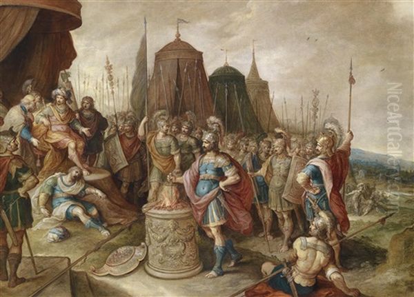 Gaius Mucius Scaevola Vor Porsenna Oil Painting by Frans Francken III