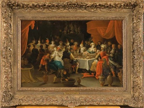 Festin A La Cour Du Roi Assuerus Et De La Reine Esther Oil Painting by Frans Francken III