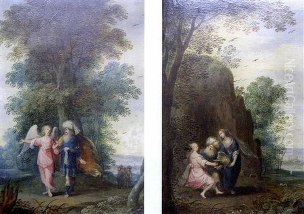 L'ange Conduisant Loth Et Ses Filles Loin De Sodome Et Gomohrre Oil Painting by Frans Francken III