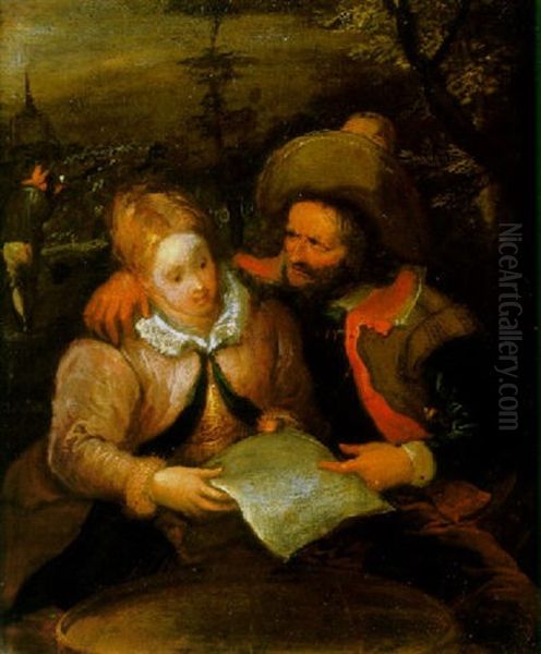 A Peasant Couple Reading A Letter Oil Painting by Frans Francken III