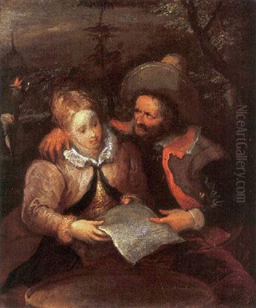 A Peasant Couple Reading A Letter Oil Painting by Frans Francken III