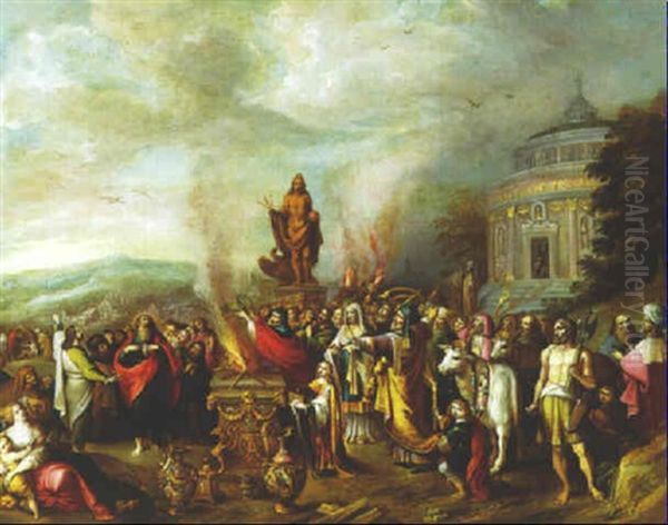 Sacrifice A Jupiter Oil Painting by Frans Francken III