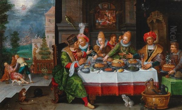 The Rich Man And Poor Lazarus Oil Painting by Hieronymus Francken III