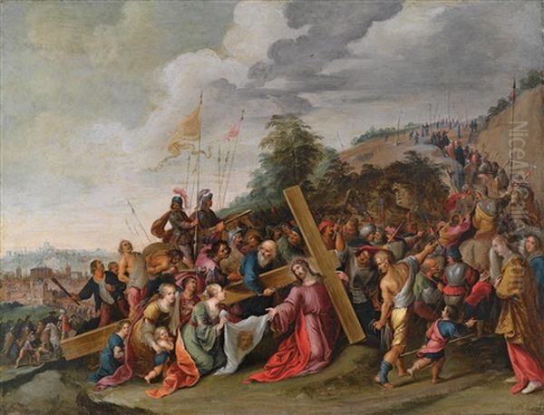 Veronica Offering Her Veil To Christ Carrying The Cross Oil Painting by Hieronymus Francken III