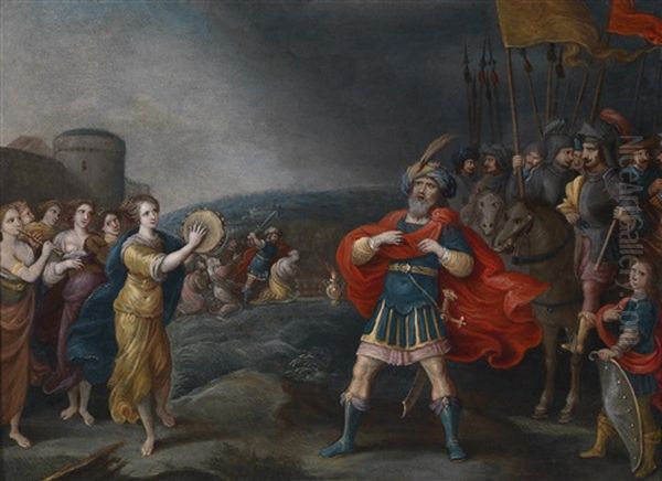 Der Siegreiche Feldherr Jephta Begegnet Seiner Tochter Oil Painting by Hieronymus Francken III