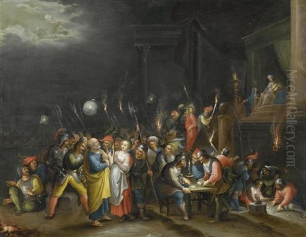 Jesus Vor Hannas Und Die Verleugnung Durch Petrus Oil Painting by Hieronymus Francken III