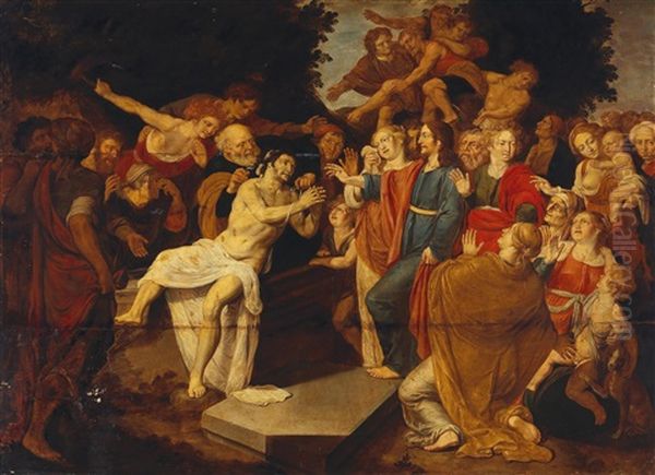 The Raising Of Lazarus Oil Painting by Ambrosius Francken the Elder