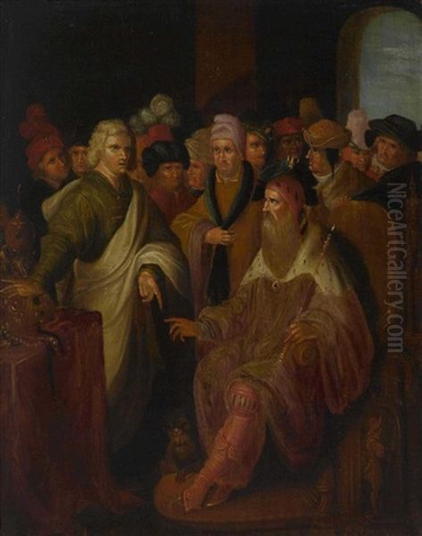 Konig Salomo Erhalt Kostbare Geschenke Oil Painting by Ambrosius Francken the Elder