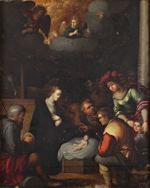 Adoration Des Bergers Oil Painting by Ambrosius Francken the Elder